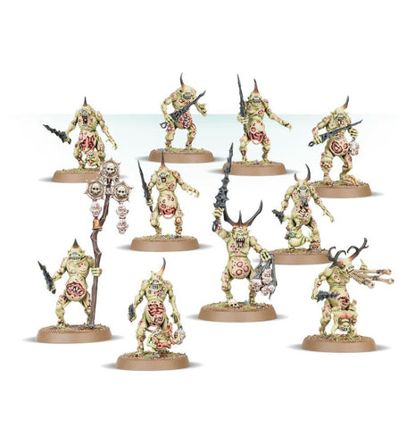 Dit is een afbeelding van het miniatuur Plaguebearers - Maggotkin of Nurgle voor het spel Warhammer, te koop bij Tabletop Miniature Wargames spellenwinkel Speldorado in delft