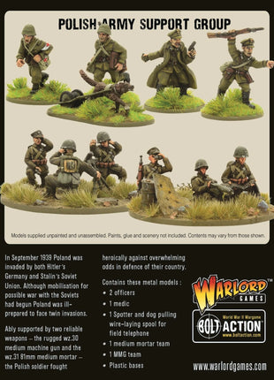Dit is een foto van het spel Polish Army Support Group (HQ, Mortar & MMG) te koop bij Speldorado Spellenwinkel Delft