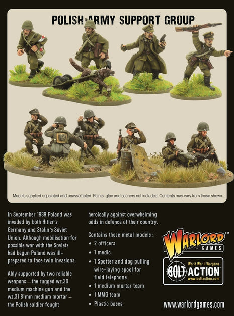 Dit is een foto van het spel Polish Army Support Group (HQ, Mortar & MMG) te koop bij Speldorado Spellenwinkel Delft