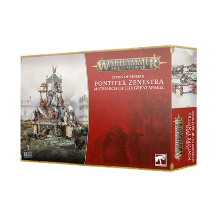 Dit is een afbeelding van het miniatuur Pontifex Zenestra, Matriarch of the Great Wheel - Cities of Sigmar voor het spel Warhammer, te koop bij Tabletop Miniature Wargames spellenwinkel Speldorado in delft