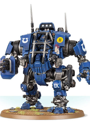 Dit is een afbeelding van het miniatuur Primaris Invictor Tactical Warsuit - Space Marines voor het spel Warhammer, te koop bij Tabletop Miniature Wargames spellenwinkel Speldorado in delft