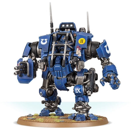 Dit is een afbeelding van het miniatuur Primaris Invictor Tactical Warsuit - Space Marines voor het spel Warhammer, te koop bij Tabletop Miniature Wargames spellenwinkel Speldorado in delft