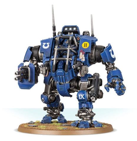 Dit is een afbeelding van het miniatuur Primaris Invictor Tactical Warsuit - Space Marines voor het spel Warhammer, te koop bij Tabletop Miniature Wargames spellenwinkel Speldorado in delft