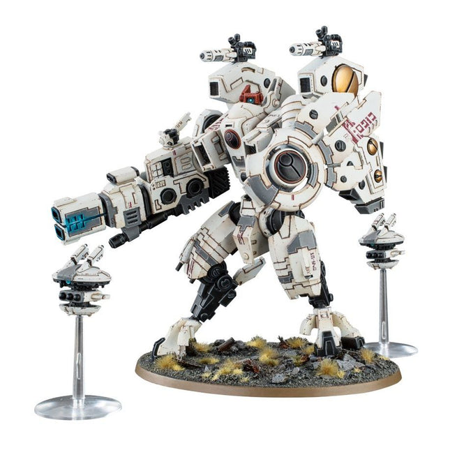 Dit is een afbeelding van het miniatuur Riptide Battlesuit - Tau Empire voor het spel Warhammer, te koop bij Tabletop Miniature Wargames spellenwinkel Speldorado in delft