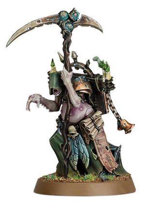 Dit is een afbeelding van het miniatuur Rotbringer Sorcerer - Maggotkin of Nurgle voor het spel Warhammer, te koop bij Tabletop Miniature Wargames spellenwinkel Speldorado in delft
