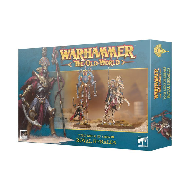 Dit is een afbeelding van het miniatuur Royal Heralds - Tomb Kings Of Khemri voor het spel Warhammer, te koop bij Tabletop Miniature Wargames spellenwinkel Speldorado in delft