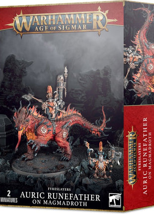 Dit is een afbeelding van het miniatuur Auric Runefather/Magmadroth - Fyreslayers voor het spel Warhammer, te koop bij Tabletop Miniature Wargames spellenwinkel Speldorado in delft