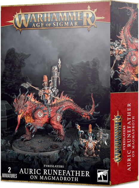Dit is een afbeelding van het miniatuur Auric Runefather/Magmadroth - Fyreslayers voor het spel Warhammer, te koop bij Tabletop Miniature Wargames spellenwinkel Speldorado in delft