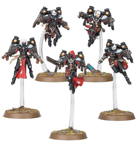 Dit is een afbeelding van het miniatuur Seraphim Squad- Adepta Sororitas voor het spel Warhammer, te koop bij Tabletop Miniature Wargames spellenwinkel Speldorado in delft
