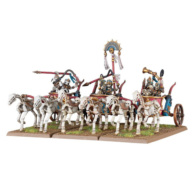 Dit is een foto van het spel Skeleton Chariots - Tomb Kings of Khemri te koop bij Speldorado Spellenwinkel Delft