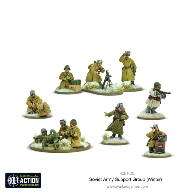 Dit is een foto van het spel Soviet Army (Winter) Support Group (HQ, Mortar & MMG) te koop bij Speldorado Spellenwinkel Delft