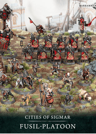 Dit is een afbeelding van het miniatuur fusil-platoon spearhead:cities of sigmar voor het spel Warhammer, te koop bij Tabletop Miniature Wargames spellenwinkel Speldorado in delft