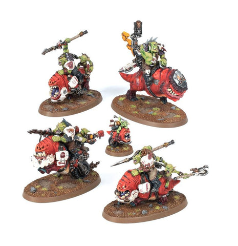 Dit is een afbeelding van het miniatuur Squighog Boyz - Orks voor het spel Warhammer, te koop bij Tabletop Miniature Wargames spellenwinkel Speldorado in delft