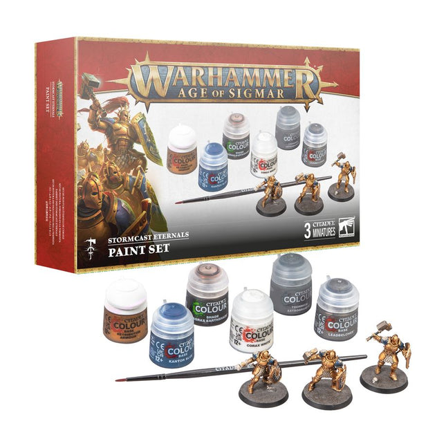 Dit is een foto van het spel Stormcast + Paint Set - Age of Sigmar te koop bij Speldorado Spellenwinkel Delft