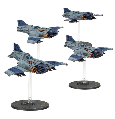 Dit is een afbeelding van het miniatuur Thunderbolt Fighter Squadron - Legion Imperialis voor het spel Warhammer, te koop bij Tabletop Miniature Wargames spellenwinkel Speldorado in delft