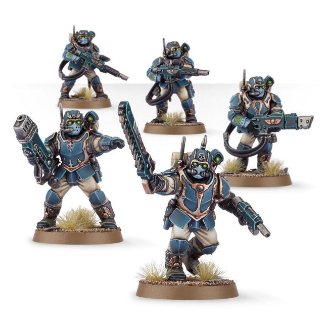 Dit is een afbeelding van het miniatuur Tempestus Scions - Astra Militarum voor het spel Warhammer, te koop bij Tabletop Miniature Wargames spellenwinkel Speldorado in delft