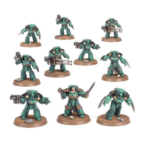 Dit is een afbeelding van het miniatuur Terminator Tartaros Squad - Adeptus Astartes voor het spel Warhammer, te koop bij Tabletop Miniature Wargames spellenwinkel Speldorado in delft