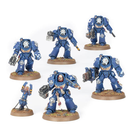 Dit is een afbeelding van het miniatuur Terminator Squad - Space Marines voor het spel Warhammer, te koop bij Tabletop Miniature Wargames spellenwinkel Speldorado in delft