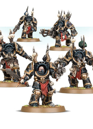 Dit is een afbeelding van het miniatuur Terminators - Chaos Space Marines voor het spel Warhammer, te koop bij Tabletop Miniature Wargames spellenwinkel Speldorado in delft