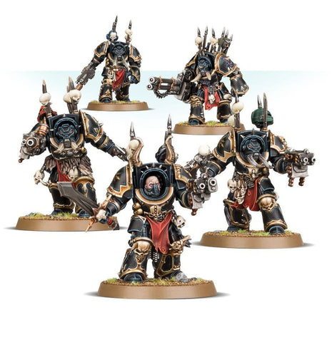 Dit is een afbeelding van het miniatuur Terminators - Chaos Space Marines voor het spel Warhammer, te koop bij Tabletop Miniature Wargames spellenwinkel Speldorado in delft