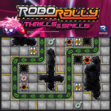 Dit is een foto van het spel Thrills and Spills Expansion - Robo Rally te koop bij Speldorado Spellenwinkel Delft