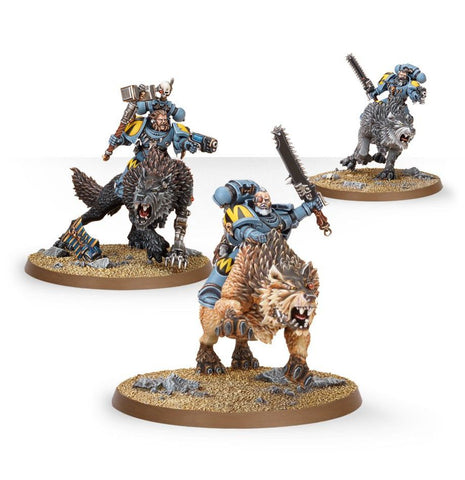 Dit is een afbeelding van het miniatuur Thunderwolf Cavalry - Space Wolves voor het spel Warhammer, te koop bij Tabletop Miniature Wargames spellenwinkel Speldorado in delft
