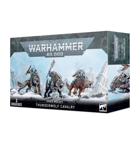 Dit is een afbeelding van het miniatuur Thunderwolf Cavalry - Space Wolves voor het spel Warhammer, te koop bij Tabletop Miniature Wargames spellenwinkel Speldorado in delft