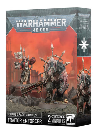 Dit is een afbeelding van het miniatuur Traitor Enforcer - Chaos Space Marines voor het spel Warhammer, te koop bij Tabletop Miniature Wargames spellenwinkel Speldorado in delft
