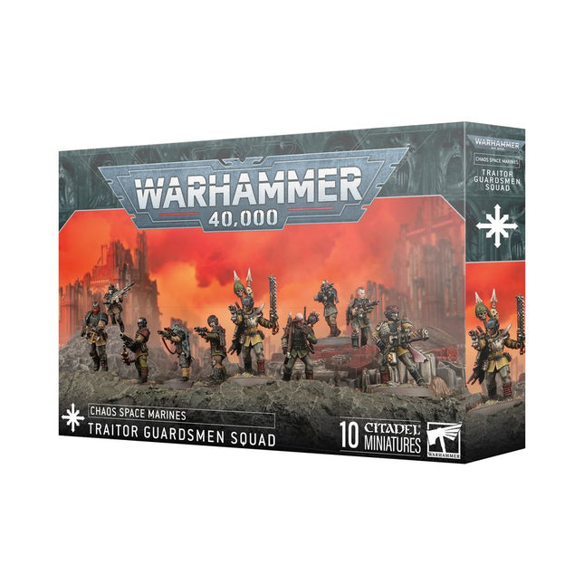 Dit is een afbeelding van het miniatuur Traitor Guardsmen Squad - Chaos Space marines voor het spel Warhammer, te koop bij Tabletop Miniature Wargames spellenwinkel Speldorado in delft