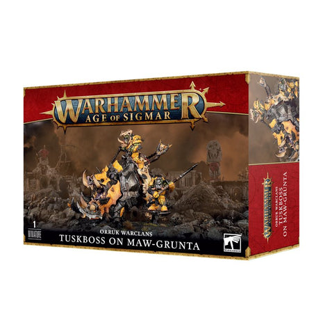 Dit is een afbeelding van het miniatuur Tuskboss On Maw-Grunta - Orruk Warclans voor het spel Warhammer, te koop bij Tabletop Miniature Wargames spellenwinkel Speldorado in delft
