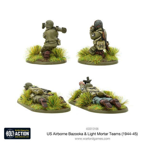 US Airborne Bazooka and Light Mortar Teams (1944-45) voor Bolt Action - amerikanen infantry schaal 1:58 miniatuur