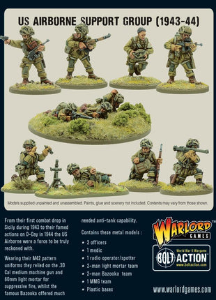 Dit is een foto van het spel US Airborne Support Group (1943-44) (HQ, Mortar & MMG) te koop bij Speldorado Spellenwinkel Delft