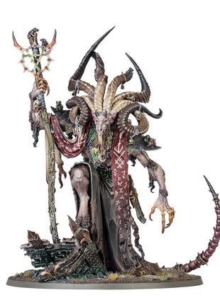 Dit is een afbeelding van het miniatuur Vizzik Skour Prophet Horned Rat - Skaven voor het spel Warhammer, te koop bij Tabletop Miniature Wargames spellenwinkel Speldorado in delft