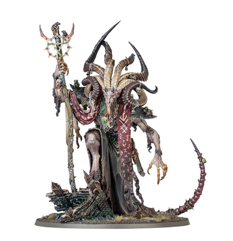 Dit is een afbeelding van het miniatuur Vizzik Skour Prophet Horned Rat - Skaven voor het spel Warhammer, te koop bij Tabletop Miniature Wargames spellenwinkel Speldorado in delft