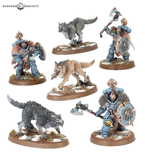Dit is een afbeelding van het miniatuur wolf guard headtakers - space wolves voor het spel Warhammer, te koop bij Tabletop Miniature Wargames spellenwinkel Speldorado in delft