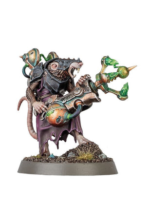 Dit is een afbeelding van het miniatuur Warlock Galvaneer - Skaven voor het spel Warhammer, te koop bij Tabletop Miniature Wargames spellenwinkel Speldorado in delft