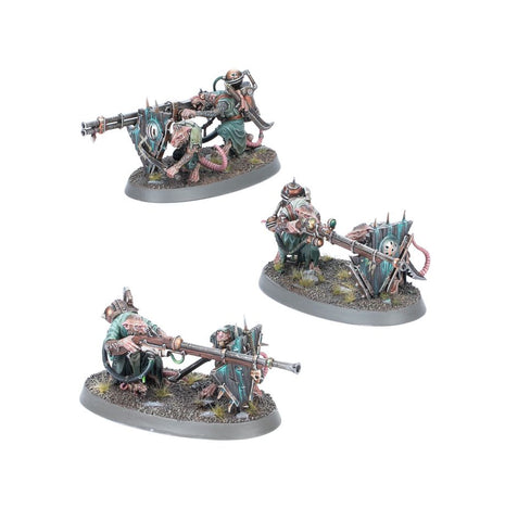 Dit is een afbeelding van het miniatuur Warplock Jezzails - Skaven voor het spel Warhammer, te koop bij Tabletop Miniature Wargames spellenwinkel Speldorado in delft