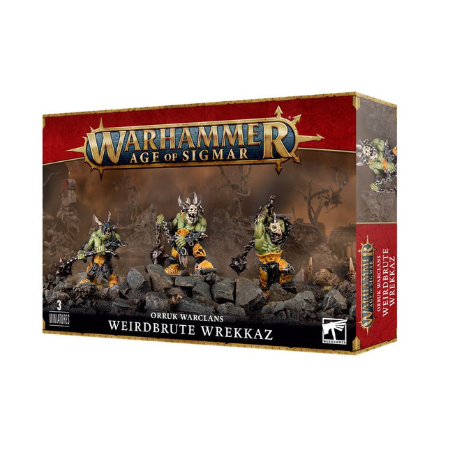 Dit is een afbeelding van het miniatuur Weirdbrute Wrekkaz - Orruk Warclans voor het spel Warhammer, te koop bij Tabletop Miniature Wargames spellenwinkel Speldorado in delft
