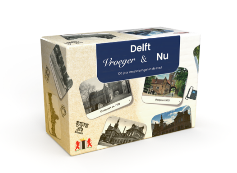 Dit is een foto van het spel Delft vroeger en nu te koop bij Speldorado Spellenwinkel Delft