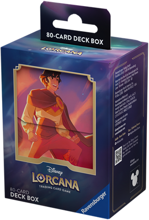 Dit is een foto van het spel Disney Lorcana TCG - Shimmering Skies Deck Box - Alladin te koop bij Speldorado Spellenwinkel Delft