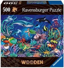 Dit is een foto van het spel Onder de zee 500p - Houten puzzels volwassenen, 500 stukjes te koop bij Speldorado Spellenwinkel Delft
