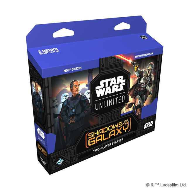 Dit is een foto van het spel Shadows of the Galaxy twee spelers starter - Star Wars Unlimited te koop bij Speldorado Spellenwinkel Delft
