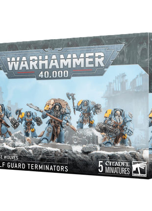 Dit is een afbeelding van het miniatuur wolf guard terminators - space wolves voor het spel Warhammer, te koop bij Tabletop Miniature Wargames spellenwinkel Speldorado in delft