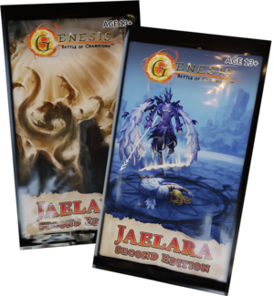 Dit is een foto van het spel Genesis Battle of Champions Jaelara 2nd Edition Booster Pack HCGGEN006 te koop bij Speldorado Spellenwinkel Delft
