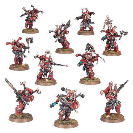 Dit is een afbeelding van het miniatuur khorne Berserkers - World Eaters voor het spel Warhammer, te koop bij Tabletop Miniature Wargames spellenwinkel Speldorado in delft