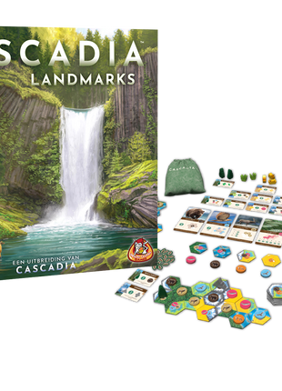 Dit is een foto van het spel Cascadia Landmarks te koop bij Speldorado Spellenwinkel Delft
