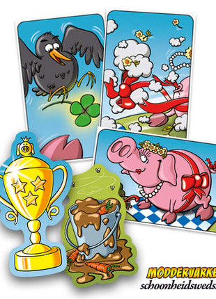 Dit is een foto van het spel Moddervarkens schoonheidswedstrijd te koop bij Speldorado Spellenwinkel Delft