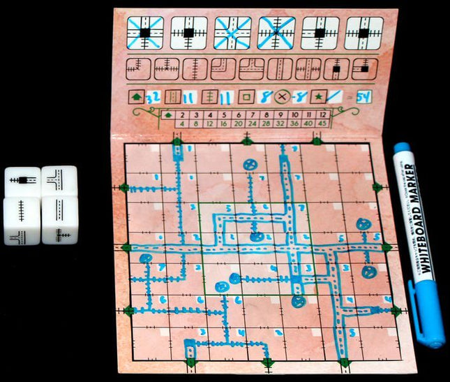 Dit is een foto van het spel Railroad Ink Vuurrode versie te koop bij Speldorado Spellenwinkel Delft