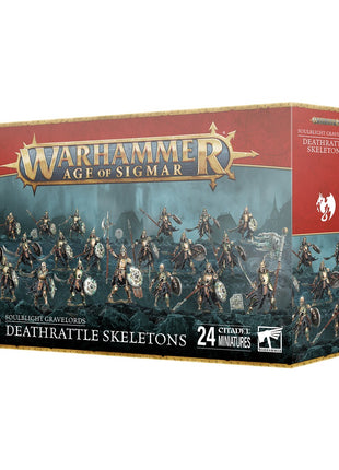 Dit is een afbeelding van het miniatuur Deathrattle skeletons -soulblight gravelords voor het spel Warhammer, te koop bij Tabletop Miniature Wargames spellenwinkel Speldorado in delft