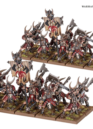 Dit is een afbeelding van het miniatuur Bestigor herd - beastmen brayherds: voor het spel Warhammer, te koop bij Tabletop Miniature Wargames spellenwinkel Speldorado in delft